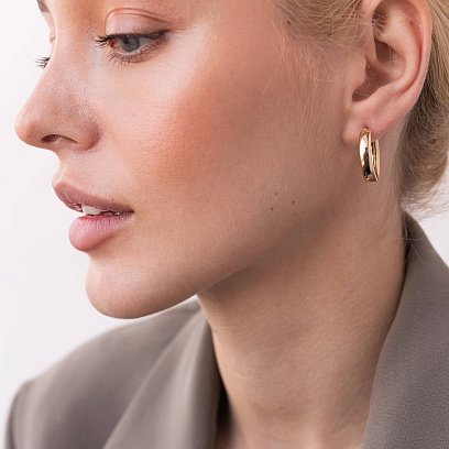 Овальные серьги в желтом золоте с07852 №5