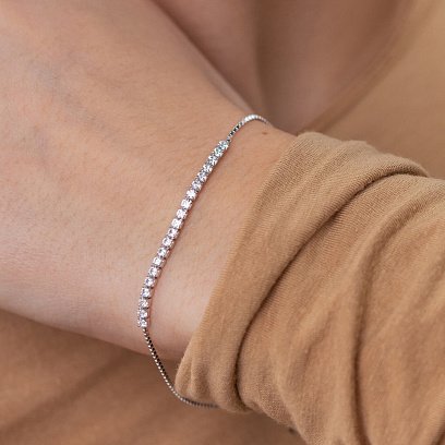 Серебряный браслет "Утонченный" с белыми фианитами 141606 №7