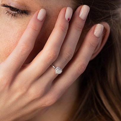 Золотое кольцо "Сердечко" с бриллиантами кб0485nl №2