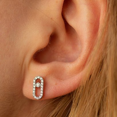 Сережки - пусети з діамантами (біле золото) 335081121 №4