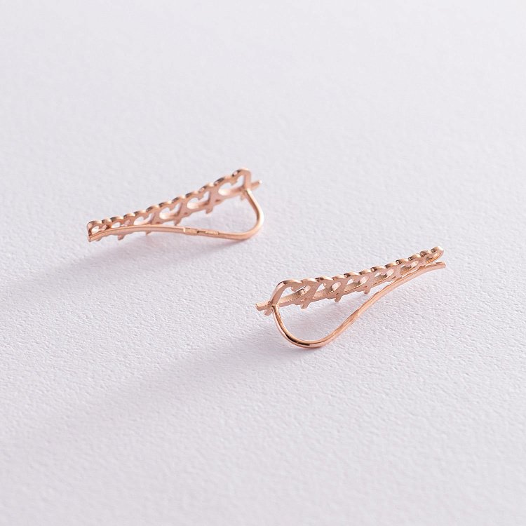 Сережки - клаймбери "Сердечка" в червоному золоті с07105 від ювелірного магазину Онікс - 3