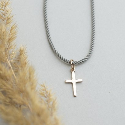 Золотой маленький крестик п02971 №7