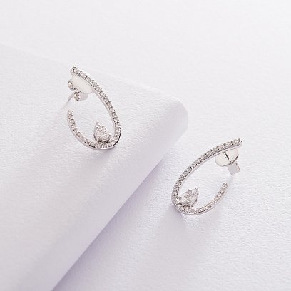 Золотые серьги - пусеты с бриллиантами сб0315di №2