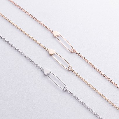 Браслет "Шпилька із сердечком" у білому золоті б05446 №3