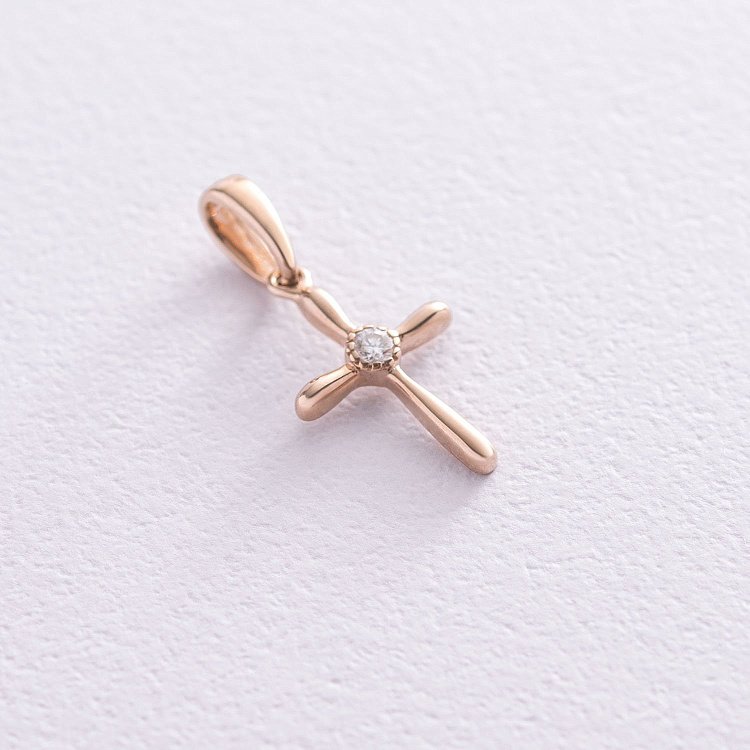 Золотий хрестик з діамантом пб0251 від ювелірного магазину Онікс