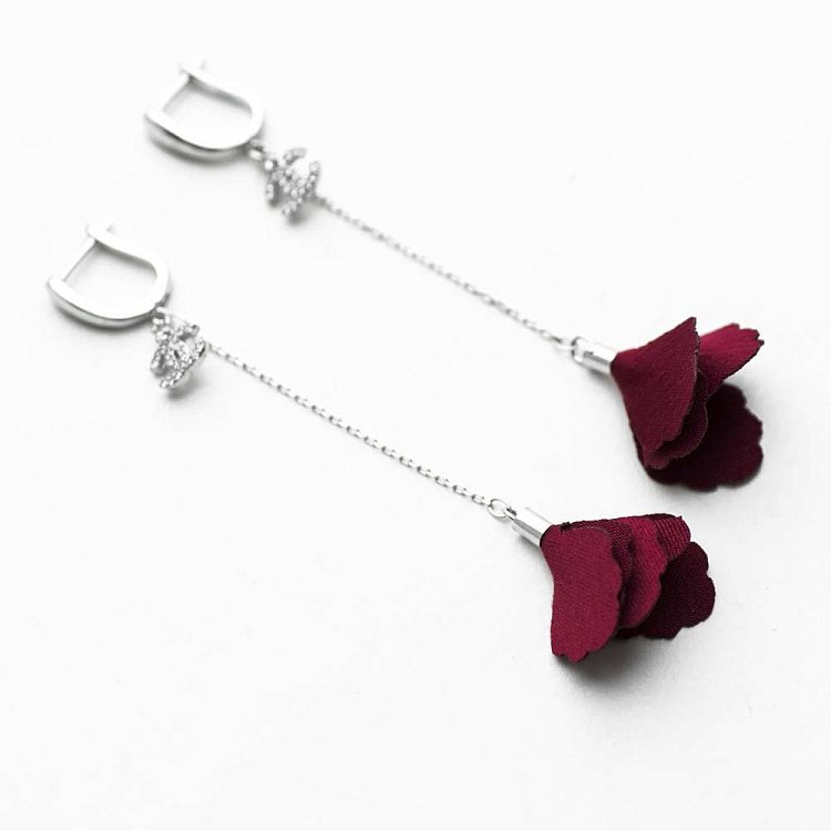 Серебряные серьги "Лепесточки" 122133 от ювелирного магазина Оникс - 3