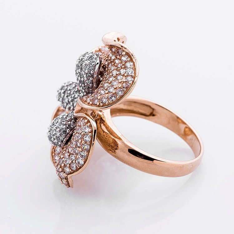 Золота каблучка з фіанітами к01869 - 1 Золота каблучка з фіанітами к01869 від ювелірного магазину Онікс - 1