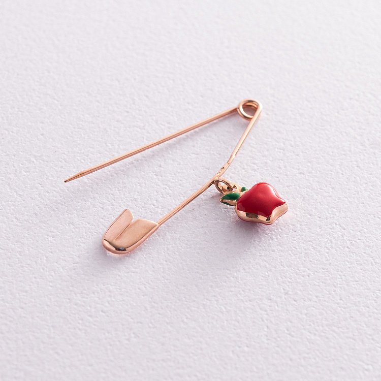 Золота шпилька "Яблуко" (емаль) зак00208 від ювелірного магазину Онікс