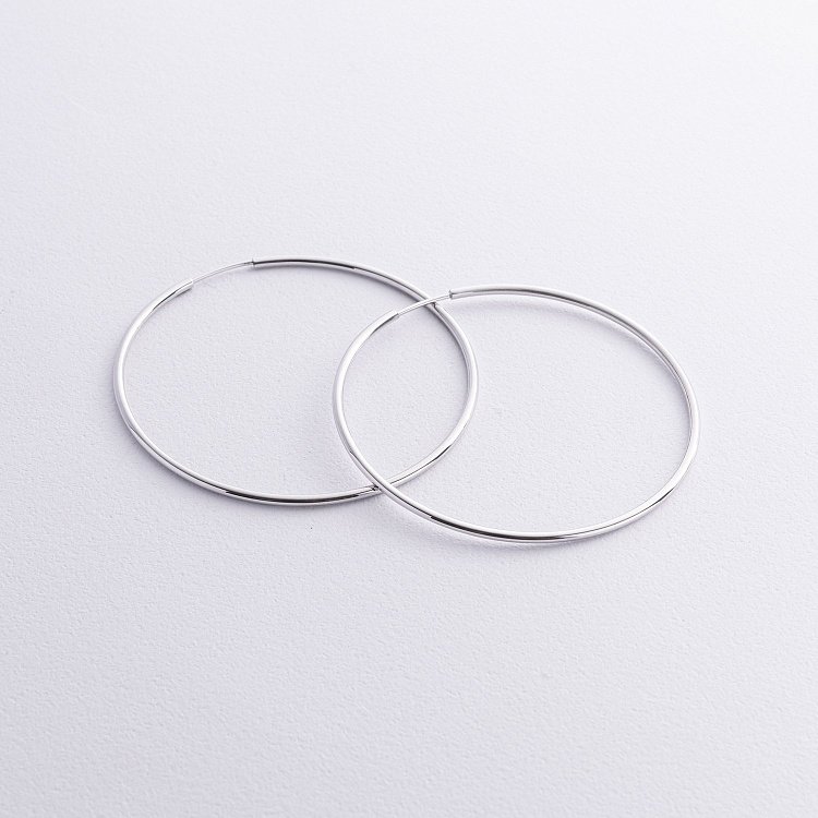 Серьги - кольца в белом золоте (5.3 см) с08532 от ювелирного магазина Оникс