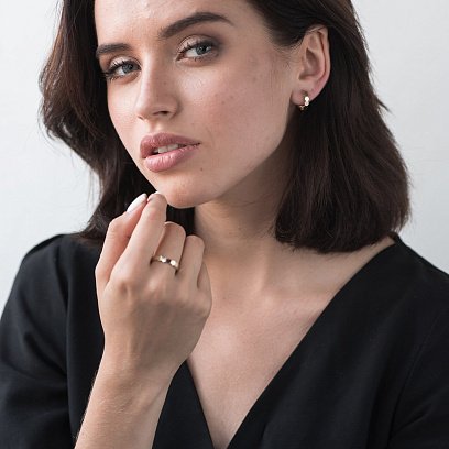 Сережки з жовтого золота на англійській застібці с06386 №6