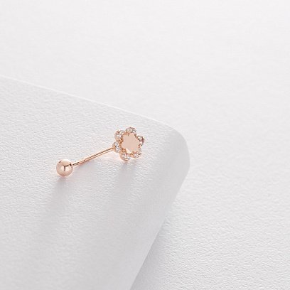 Золотой пирсинг в пупок "Цветок" (фианит) пир00231