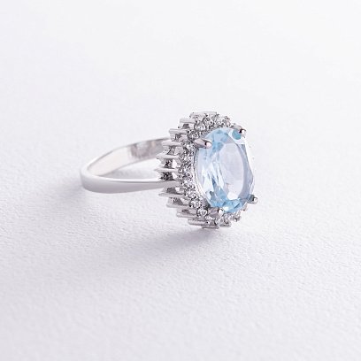 Серебряное кольцо с голубым топазом и фианитами GS-01-134-3910 №3