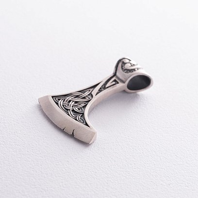 Серебряный кулон "Топор со Щитом Иггдрасилья, Кельтским амулетом Спокойствия" 7046 №8