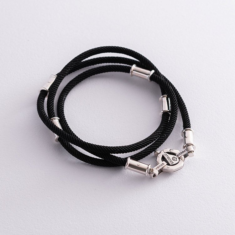 Шелковый шнурок с серебряной застежкой Ш0034-4в/д3 от ювелирного магазина Оникс