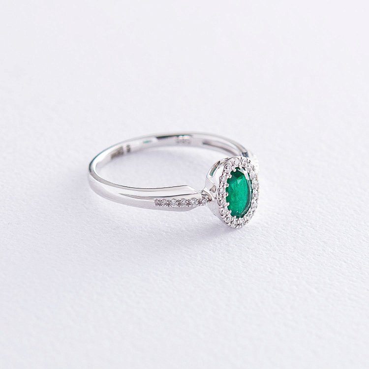 Золота каблучка з смарагдом і діамантами R30022A1 від ювелірного магазину Онікс - 2