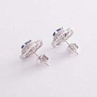 Золоті сережки-пусети з синіми сапфірами і діамантами с470 от ювелирного магазина Оникс - 2