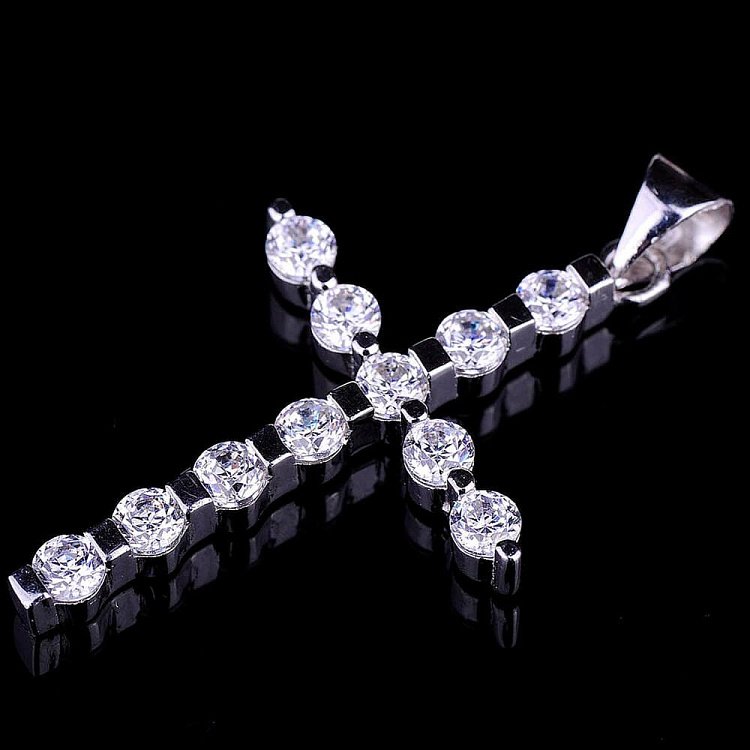 Срібний хрестик (родій, фіаніти) 131605 від ювелірного магазину Онікс - 2