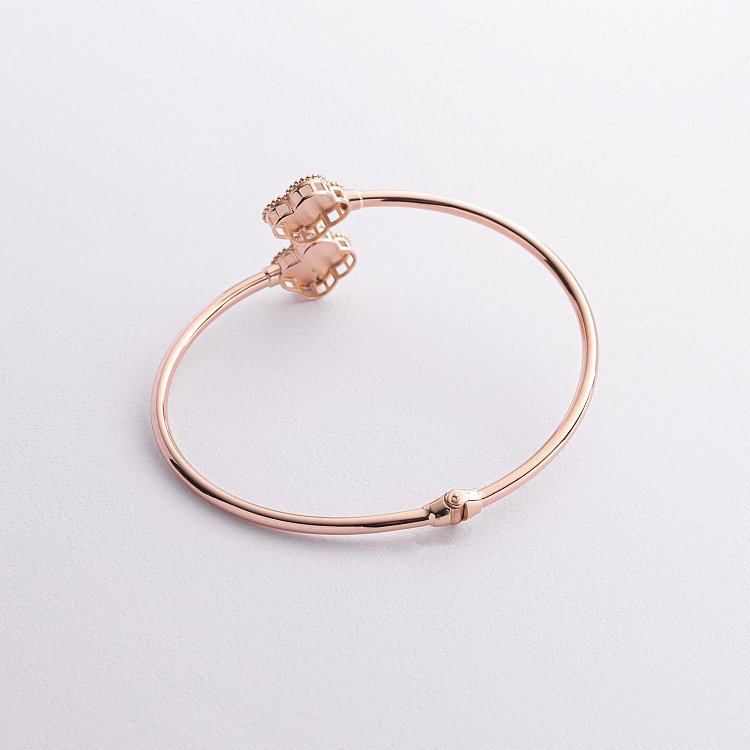 Жорсткий браслет "Конюшина" в червоному золоті б05590 від ювелірного магазину Онікс - 2