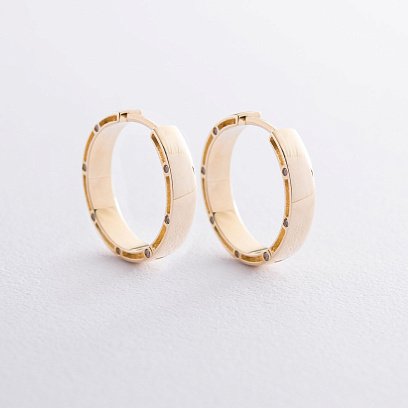 Золотые серьги-кольца (фианиты), диаметр: 21 мм с05228