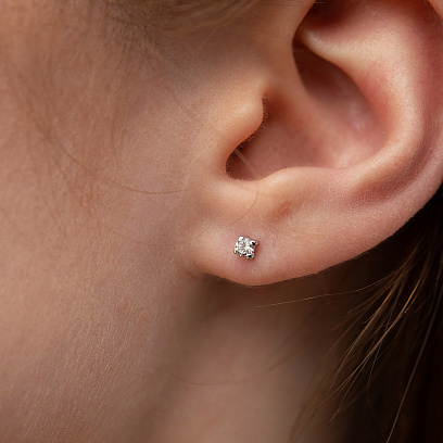 Серьги - клаймберы "Оригинальность" в белом золоте с09341 №7