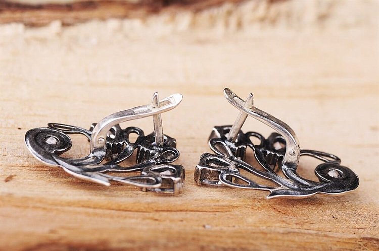 Серьги "Веточка"(фианит) 12523 от ювелирного магазина Оникс - 2