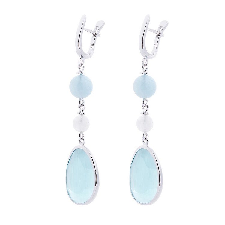 Серебряные серьги (им.улексит,агат) 122274 - 1 Серебряные серьги (им.улексит,агат) 122274 от ювелирного магазина Оникс - 1