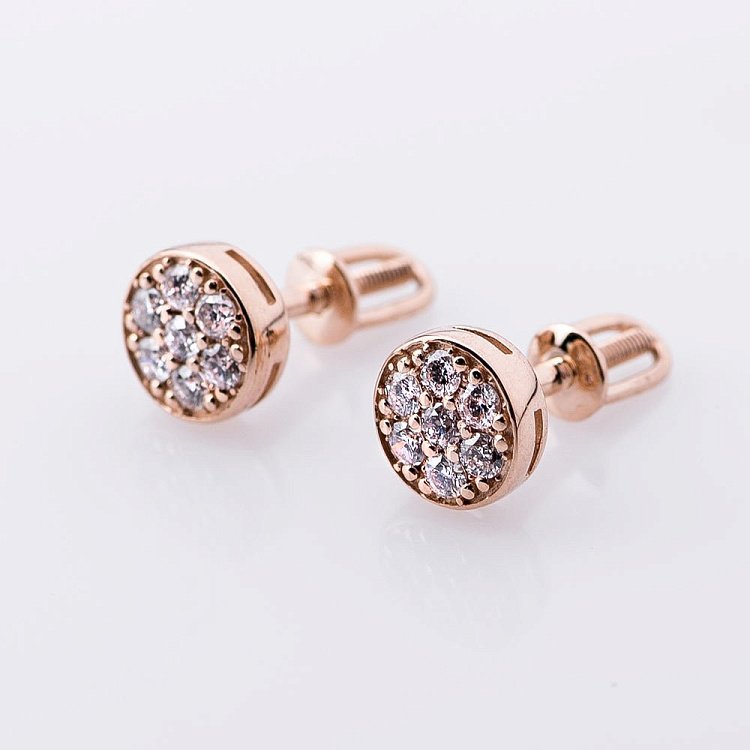 Золотые серьги-гвоздики с бриллиантами е0291к от ювелирного магазина Оникс - 2