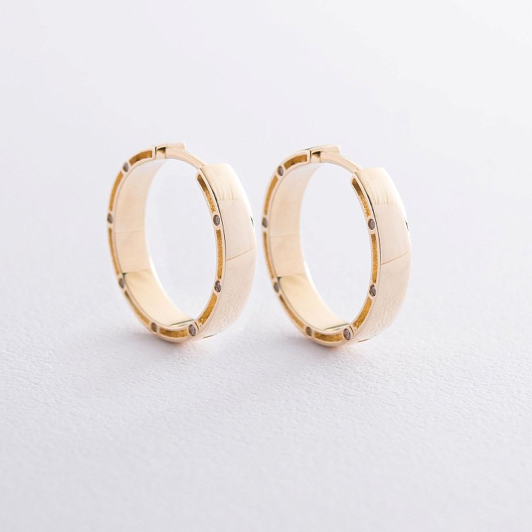 Золотые серьги-кольца (фианиты), диаметр: 21 мм с05228 от ювелирного магазина Оникс