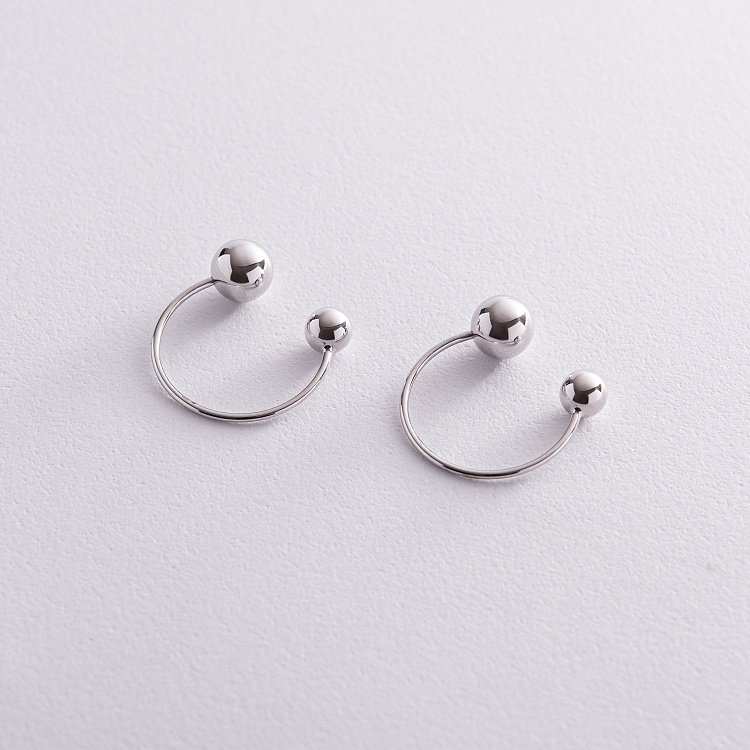 Серьги "Хельга" с шариками (белое золото) с08235 от ювелирного магазина Оникс - 4