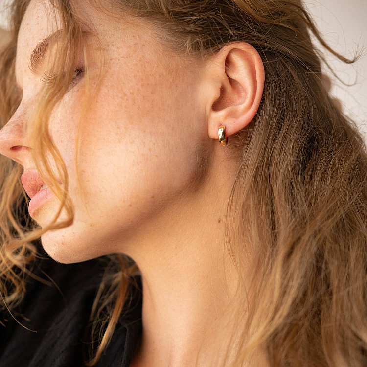 Серьги - кольца в желтом золоте с08378 от ювелирного магазина Оникс - 9