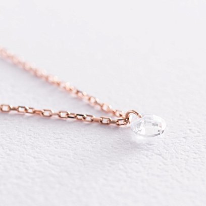 Колье в красном золоте с одним фианитом кол01812 №3