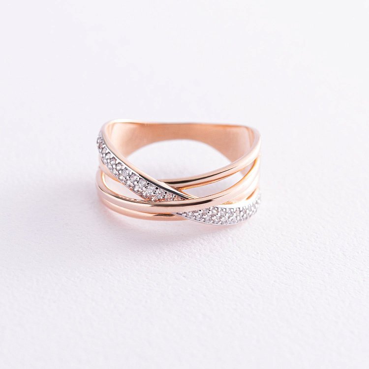 Золотое кольцо с фианитами к05898 от ювелирного магазина Оникс