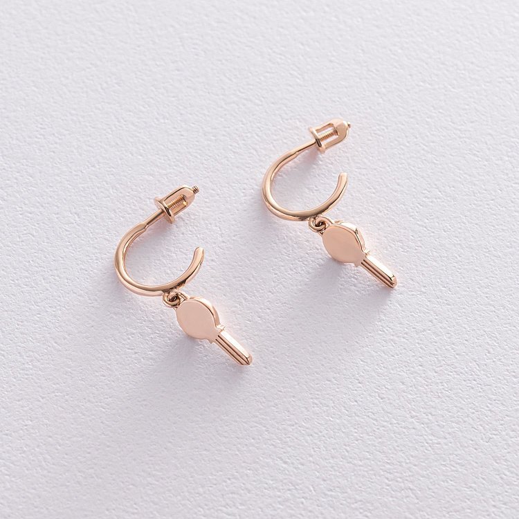 Золотые серьги - пусеты "Ключики" с07331 от ювелирного магазина Оникс