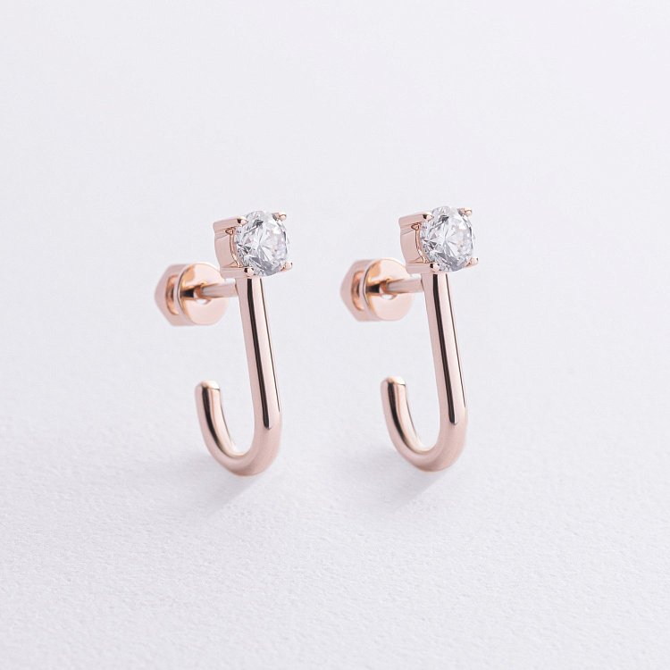 Сережки - пусети "Rita" з фіанітами (червоне золото) с09060 від ювелірного магазину Онікс