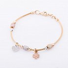 Золотой браслет "Сердце и клевер" с фианитами б02369 от ювелирного магазина Оникс