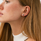 Золотые серьги-пусеты "Сердечки" с05341 от ювелирного магазина Оникс - 1