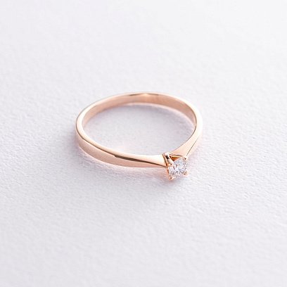 Заручальна каблучка в червоному золоті (діамант) кб0238