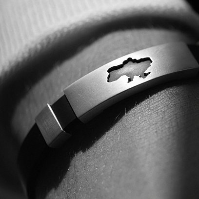 Каучуковый браслет "Карта Украины" с серебряными вставками 1081 №2