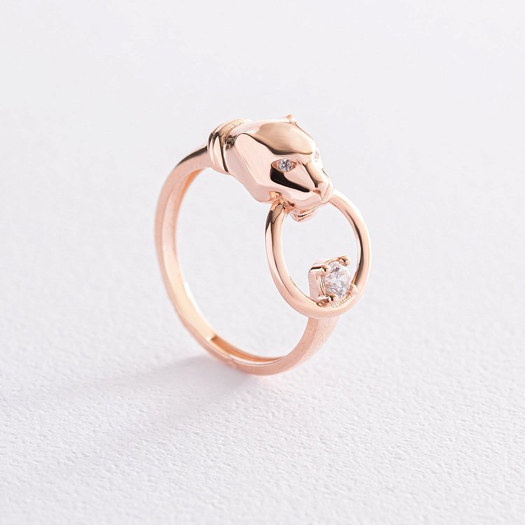 Золотое кольцо "Пантера" (фианиты) к06717 от ювелирного магазина Оникс