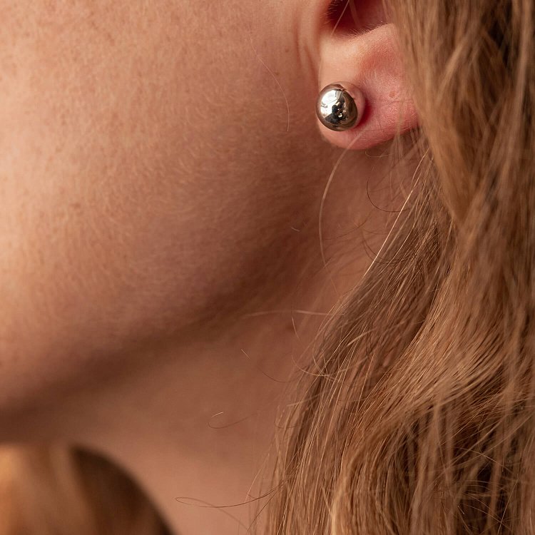 Сережки - пусети "Кульки" у білому золоті (0.7 см) с08057 від ювелірного магазину Онікс - 3