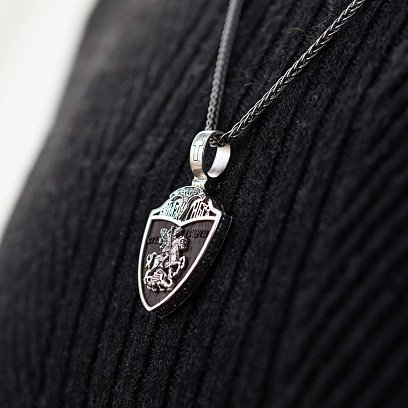 Срібний кулон "Св. Георгій Переможець" з ебеновим деревом 974 №6