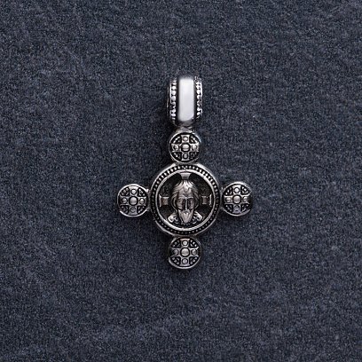 Золотой крестик "Спас Нерукотворный. Ангел Хранитель" п03795 №5