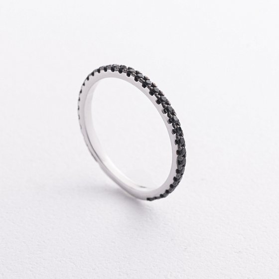 Серебряное кольцо с черными камнями 1908/1р-CZB