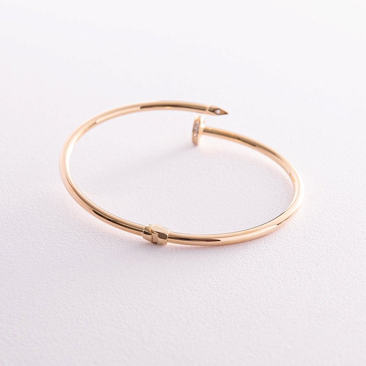 Браслет "Цвях" у жовтому золоті (фіаніти) б05174 від ювелірного магазину Онікс - 2