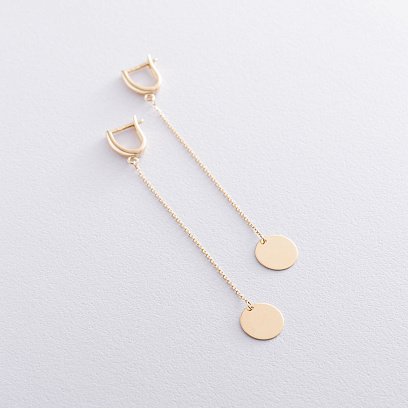 Серьги "Монетки" в желтом золоте с06836 №3