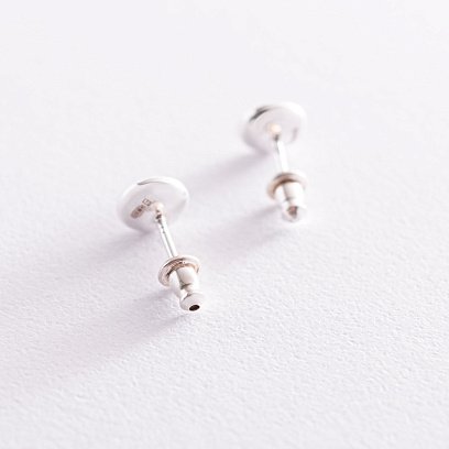 Срібні сережки-пусети з оніксом 122166 №3