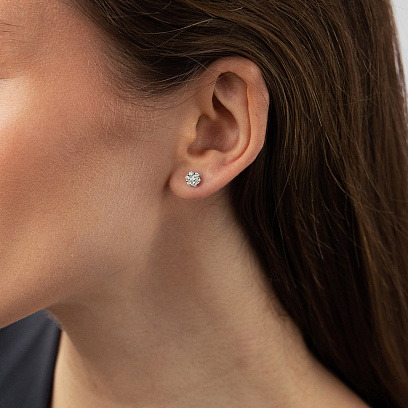 Серьги - пусеты в белом золоте (бриллианты) сб0725ca №2