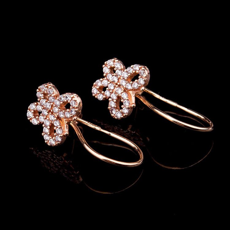 Детские золотые серьги "Бабочки" с фианитами с02457 от ювелирного магазина Оникс - 1