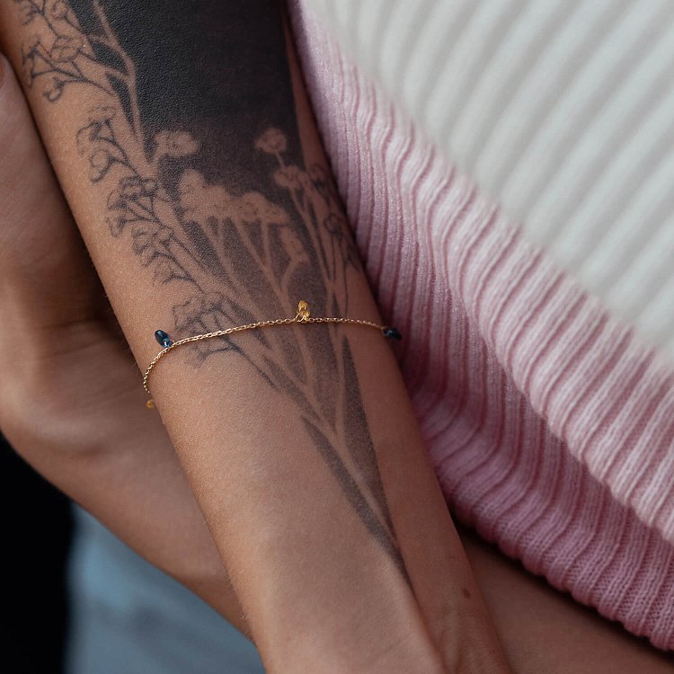 Золотой браслет "Украинка" (синие и желтые фианиты) б05116 от ювелирного магазина Оникс - 7