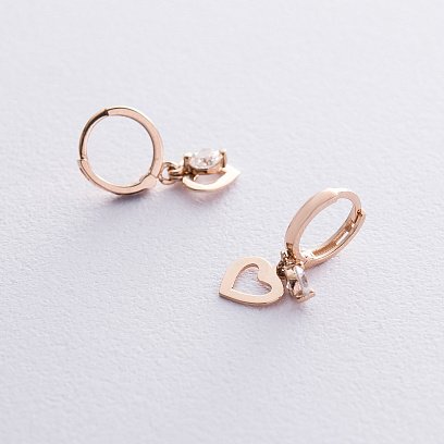 Золотые серьги Сердечки с06540 №3
